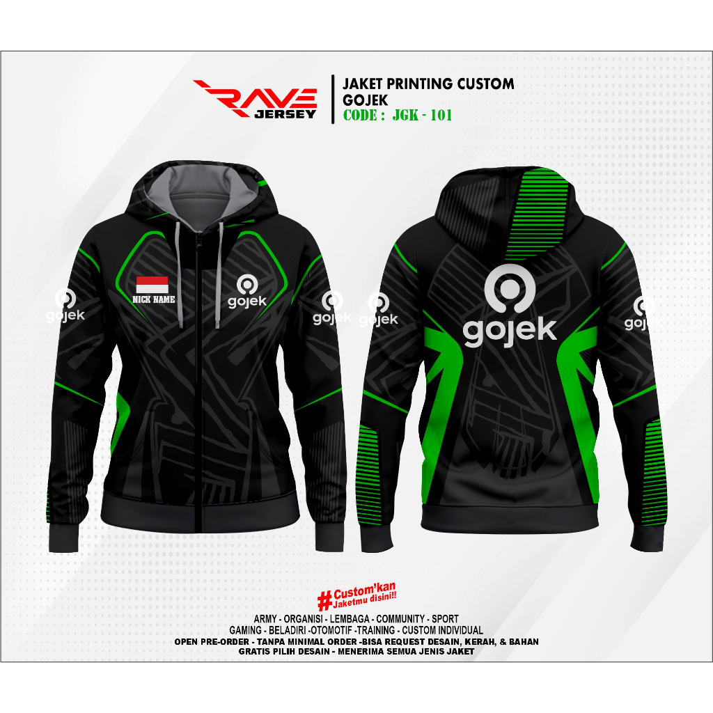 HIJAU Sesi 1 FULL PRINTING SUBLIM GREEN COURIER JACKET CUSTOM (FREE ...