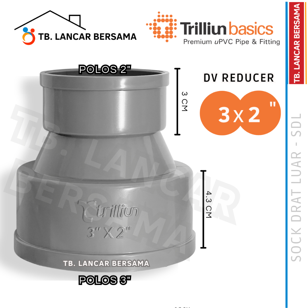 Reducer 3x2 Inch Trillion DV - VSOCK Pipe Connection PVC FITTING ...