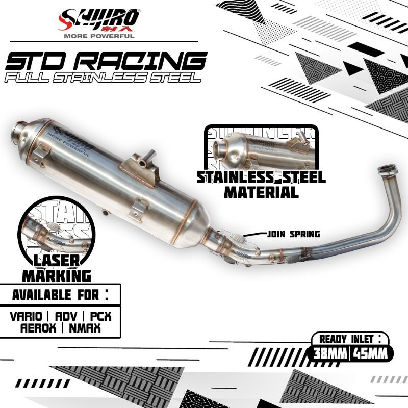 STANDARD RACING EXHAUST SHIJIRO TYPE STAINLESS STEEL FOR ADV N-MAX ...
