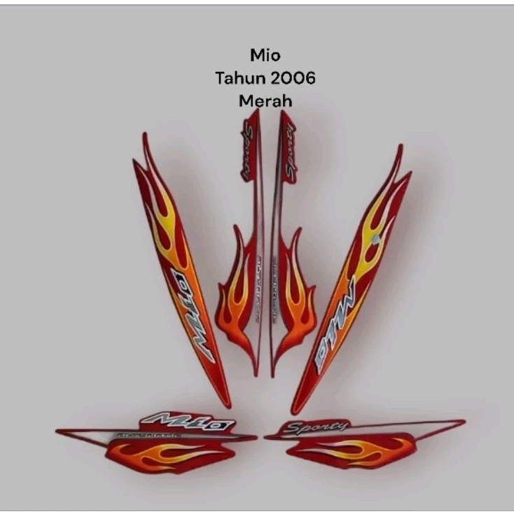 MERAH Yamaha MIO SPORTY Motorcycle Standard STRIPING STICKER In 2006 ...