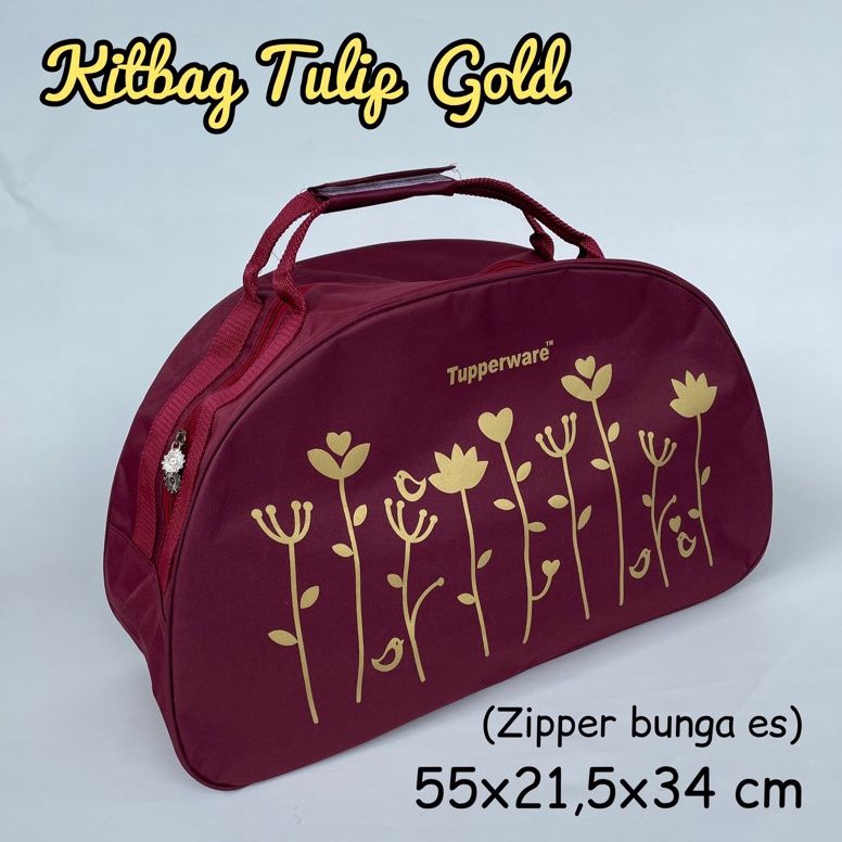 Code Q44I Kitbag Tulip Gold zipper Ice Flower Traveling Bag Shopee