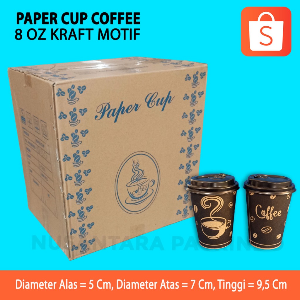 Paper Coffee Cup 8 Oz Kraft Motif (1 Carton) | Shopee Philippines