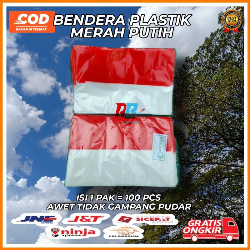 MERAH PUTIH Red And White Plastic Flags 100pcs/1 Pack | Shopee Philippines