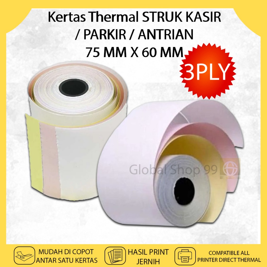 Queue Parking Cashier Receipt PAPER 75 X 60 3PLY HVS PAPER Three Double ...