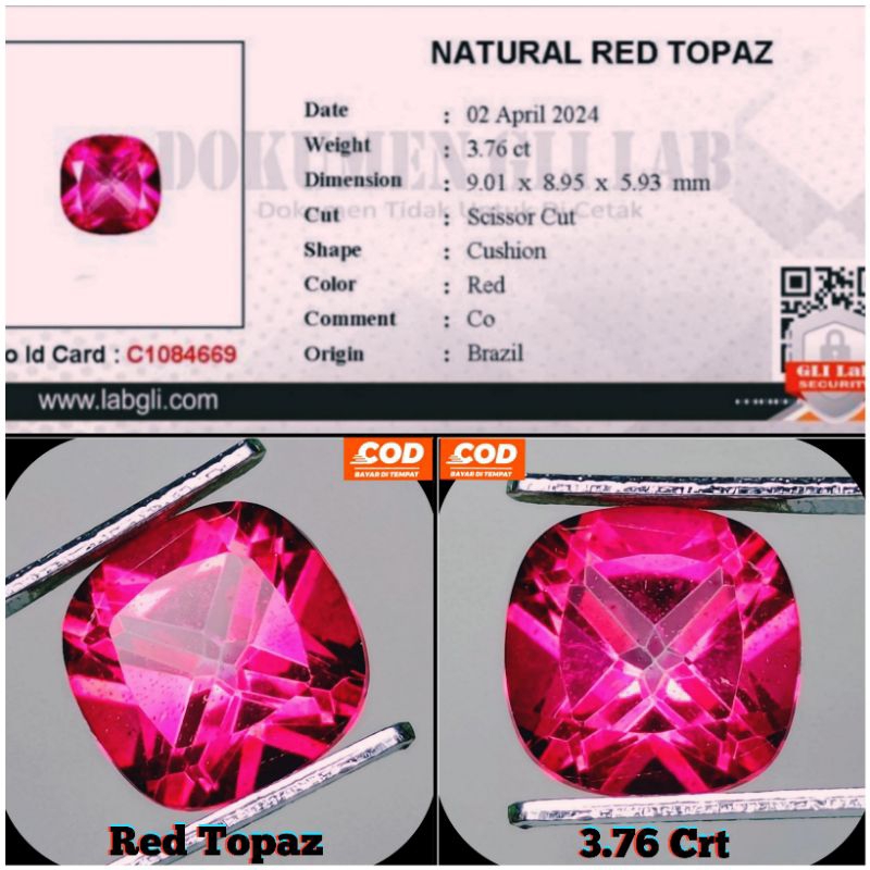 Natural RED TOPAZ (FREE MEMO) A008 | Shopee Philippines