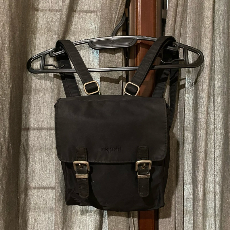 HITAM Esprit Backpack Soft Nylon ORI Black Preloved Thrifting