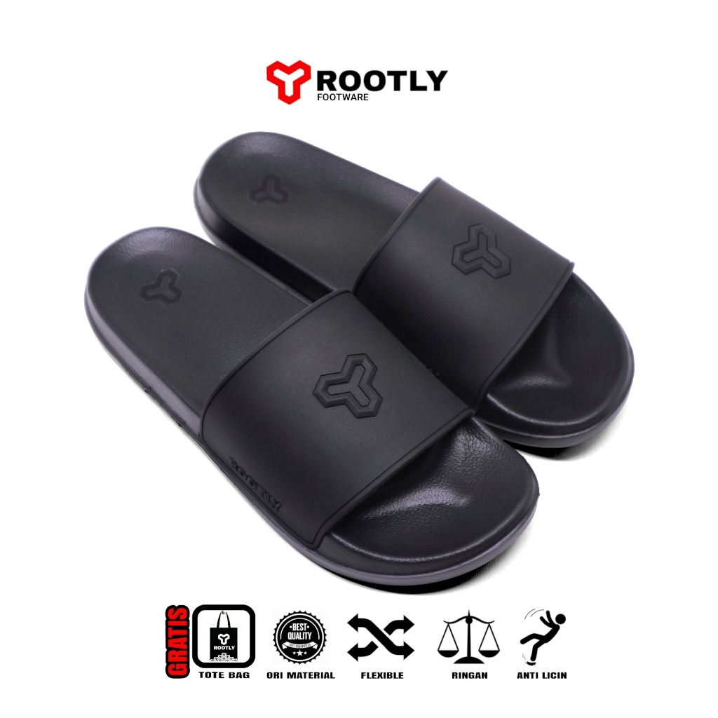 Rootly - Simple Full Black Flame Tpr Sandals | Shopee Philippines