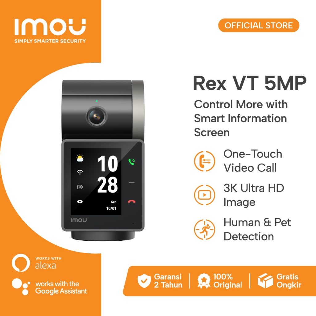 Imou Indoor PT Camera Rex VT 5MP 3K Two-way Video Talks WIFI Security ...