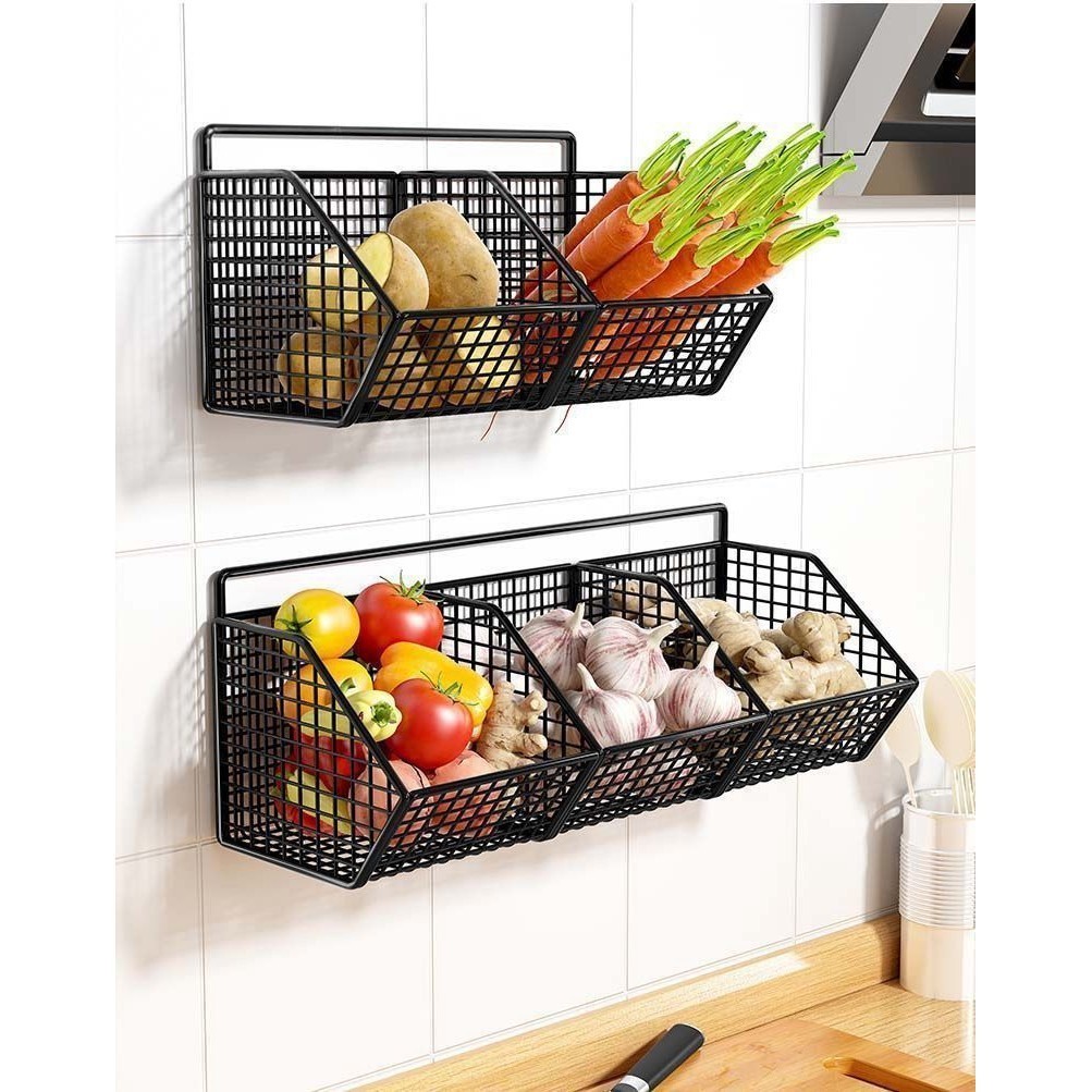 PUTIH Hanging Kitchen Shelf 2-piece Wall Mounted Garlic Ginger Storage ...