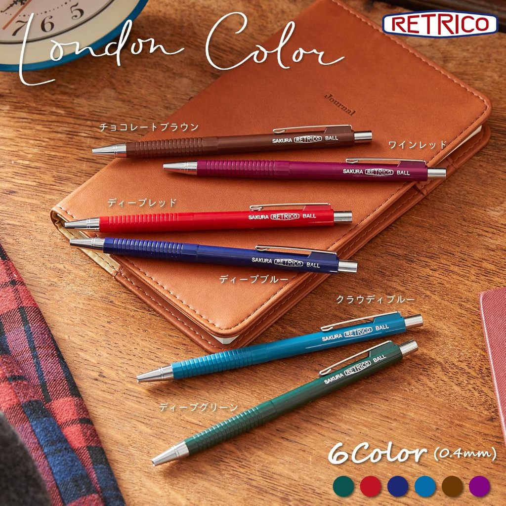 HITAM Sakura Retrico London Colors 0.4mm Vintage Ballpoint Pen Oil ...