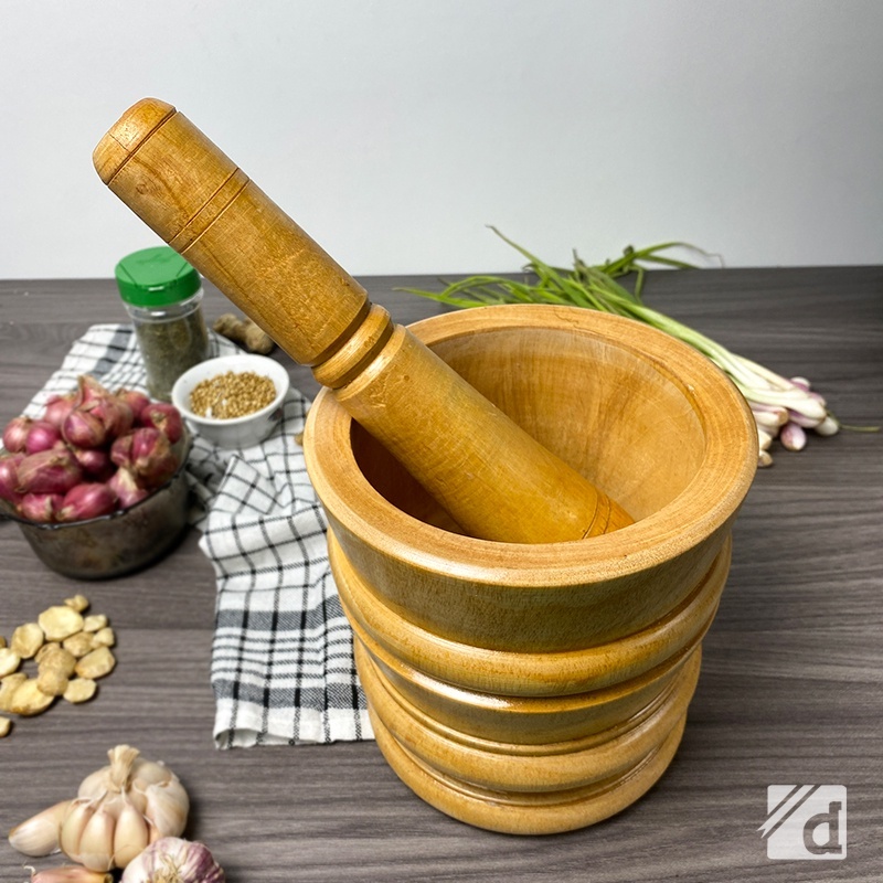 KAYU Wooden Mortar Carved Spice Mashing Tool Spice Mashing Tool 1 Set Of Mortar And Pestle