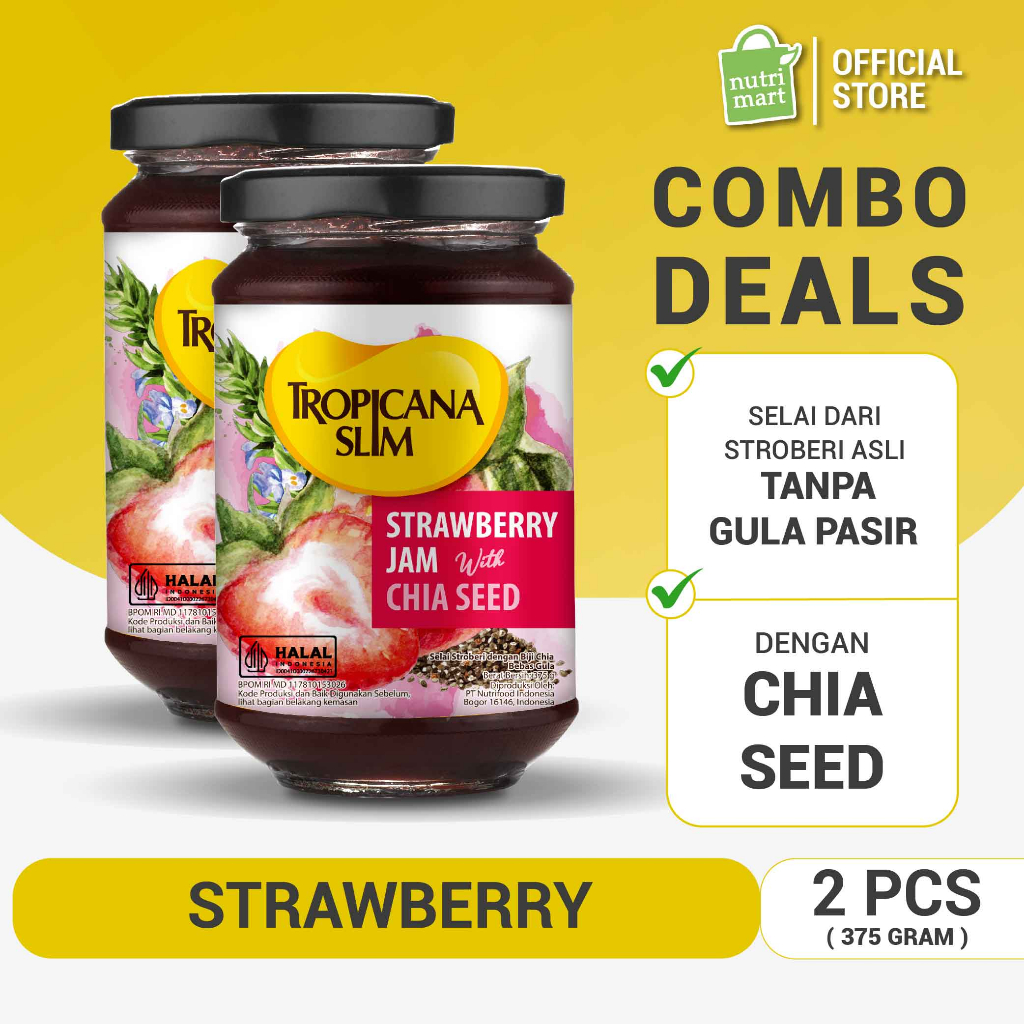 Twin pack tropicana slim strawberry jam 375 grams sugar free
