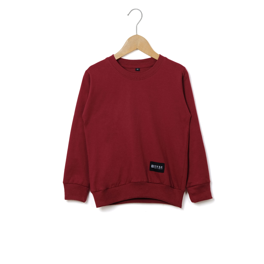 MERAH Oxse - Boys / Girls Long Sleeve Plain Sweater Cotton Combed 20s ...