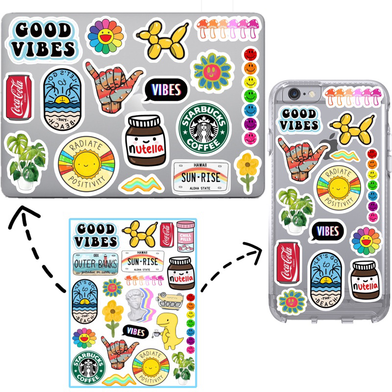 Aesthetic Sticker Good Vibes Radiate Positivity Deco Tumblr Hp Laptop And Others (Already