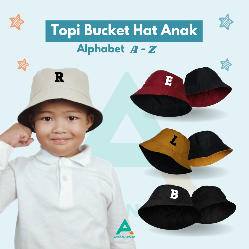 Bucket Hat Girls Boys Initials Name Letter Bucket Hat Children Alphabet ...