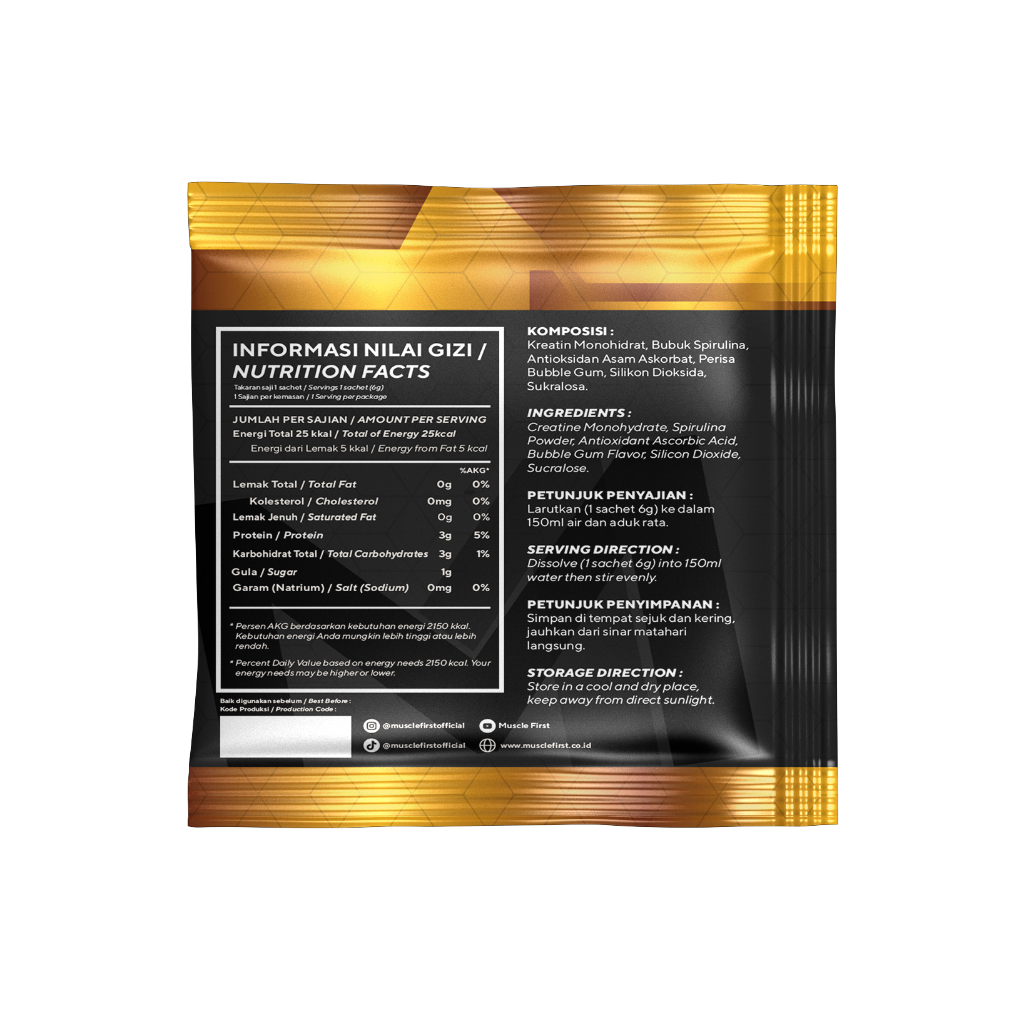 Retail 1 SACHET M1 Muscle first Pro Creatine Monohydrate Bubble Gum ...