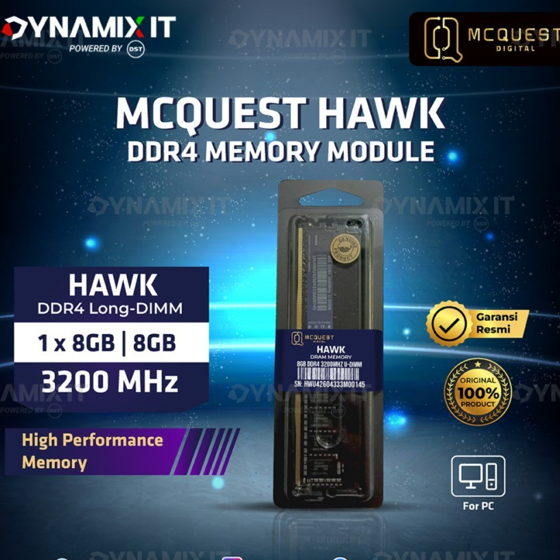 Mcquest HAWK 8GB DDR4 3200MHz RAM Memory Module Official Warranty ...