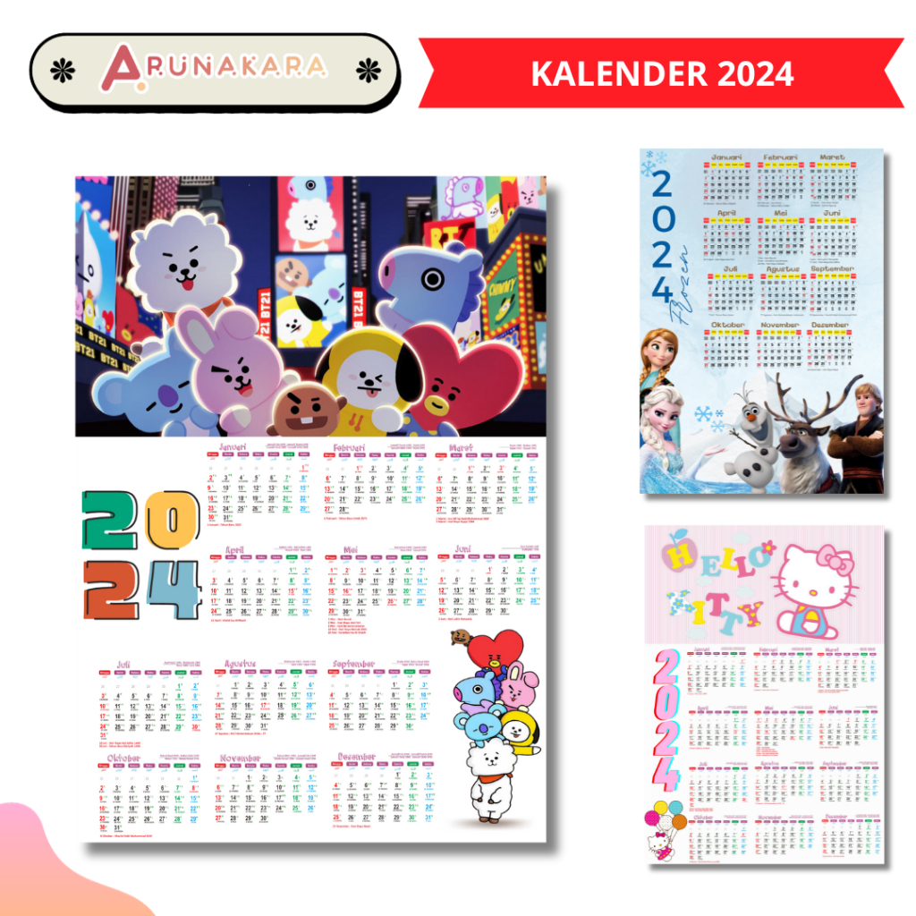 2025 Calendar Custom Cartoon Motif BT21 Frozen Hello Kitty A3 Wall Calendar Shopee Philippines