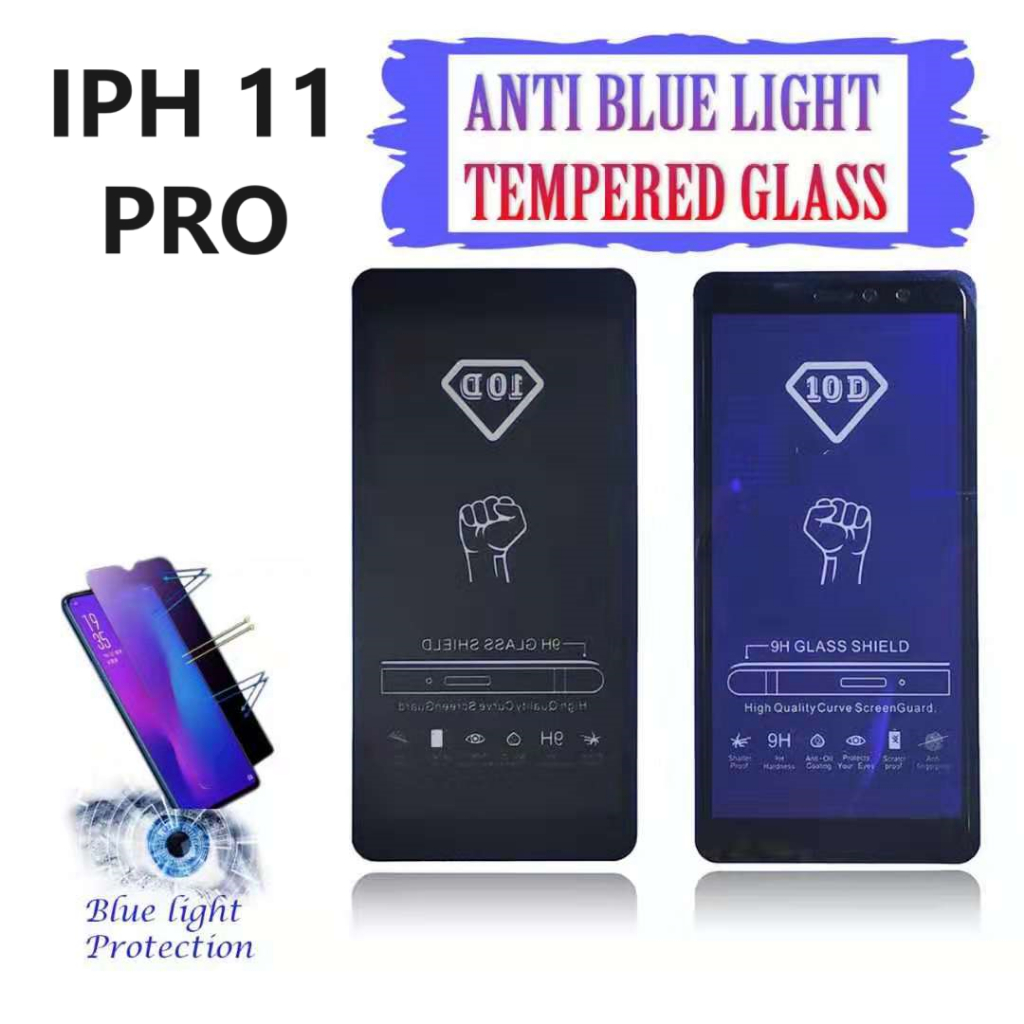 BLUE GLASS ANTI RADIATION IPH 11 PRO (5.8" ) | Shopee Philippines