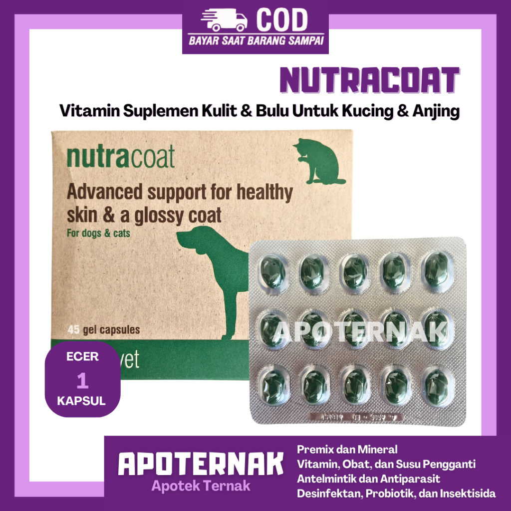 Nutracoat 1 Capsules Animal Feather Vitamins/Skin & Fur Supplements