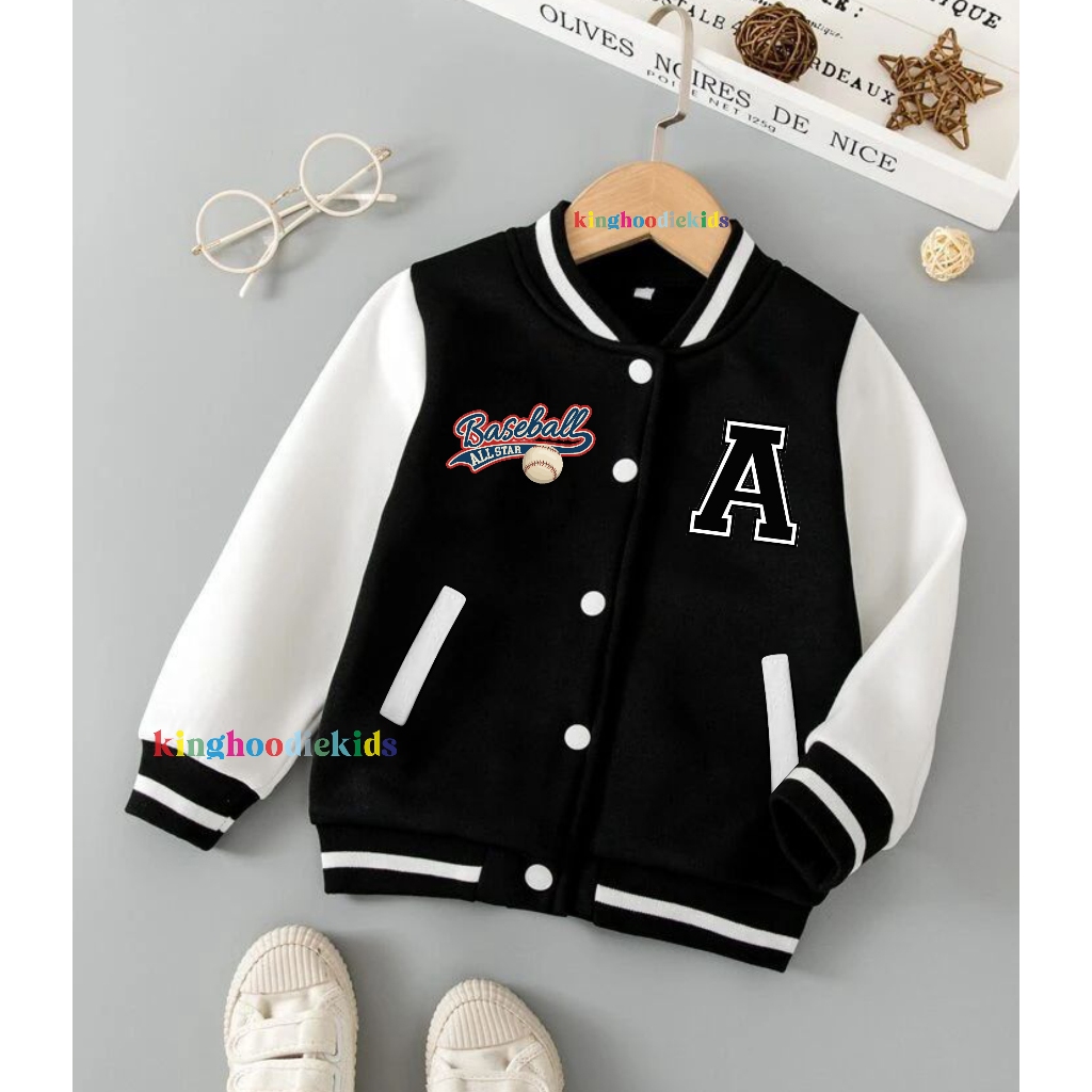 Girls Boys Initial A Varsity Jacket Age 2 3 4 5 6 7 8 9 10 11 12 Years ...