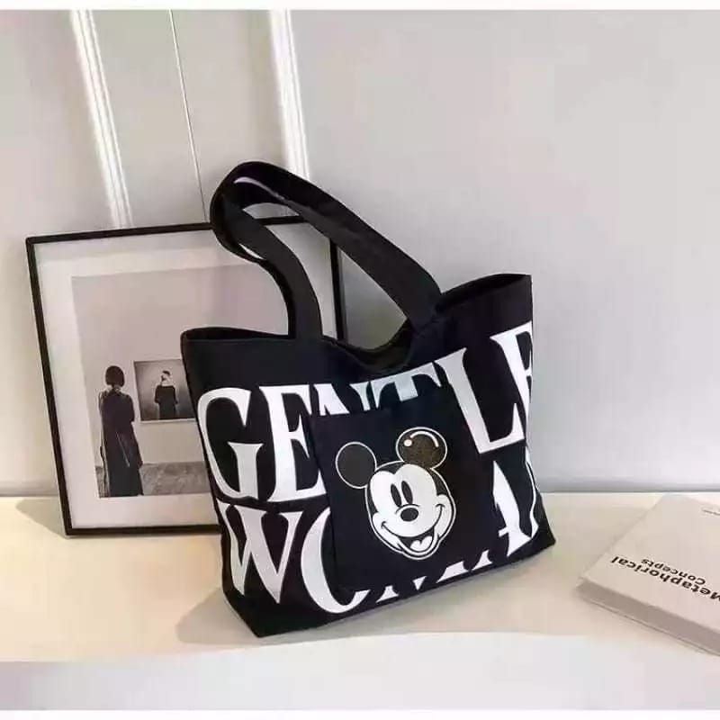NF Mickey Pocket - Tote bag canvas totebag mickey gentle woman zipper ...