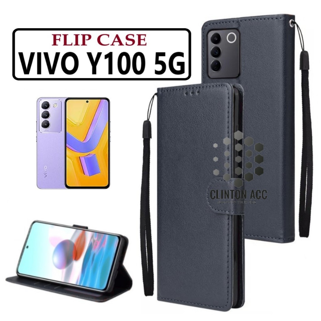 Case HP VIVO Y100 FLIP WALLET LEATHER WALLET LEATHER SOFTCASE PREMIUM