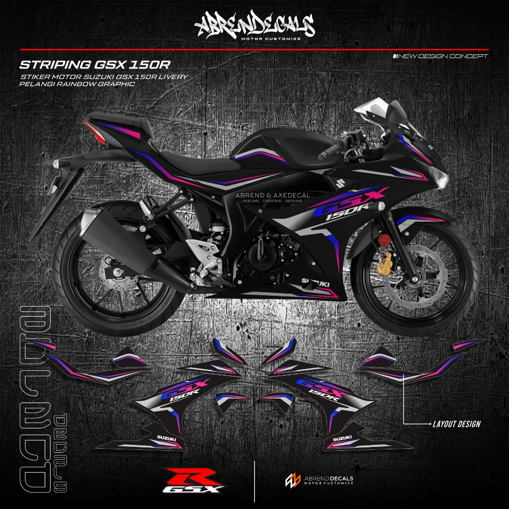 SUZUKI Gsx 150 R Custom Graphic Sticker Variations Motorcycle Striping ...