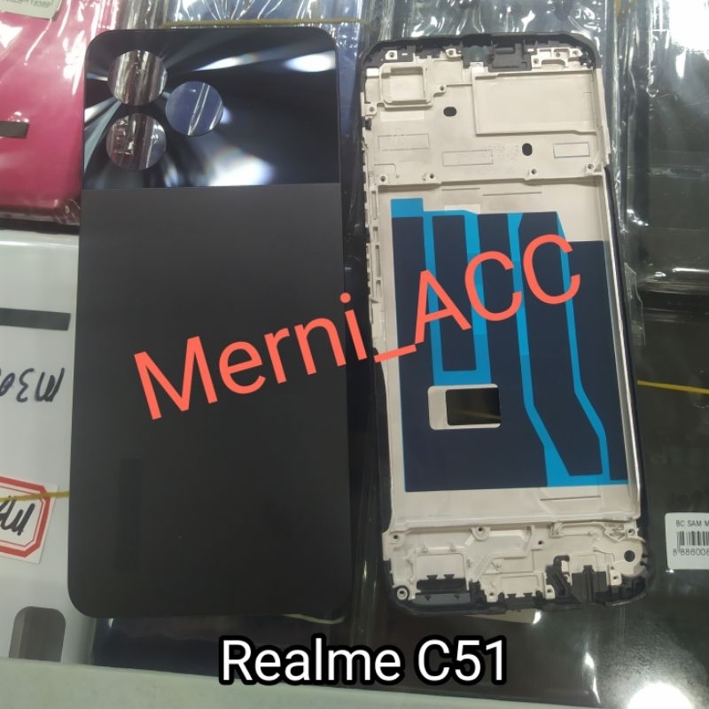 Cessing hausing fullset frame lcd Realme C51 Backdor + Bazzel + Frame ...