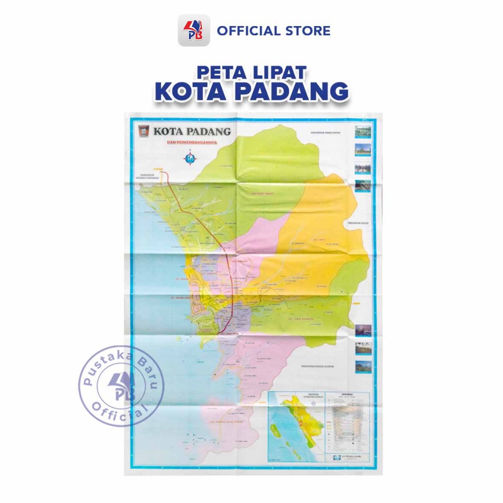 Padang City Map / Padang City Sheet Folding Map / Solar Gold - BB ...
