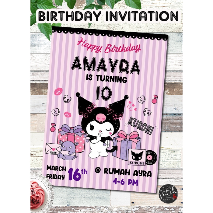 Kuromi sanrio Theme Birthday invitation | Shopee Philippines