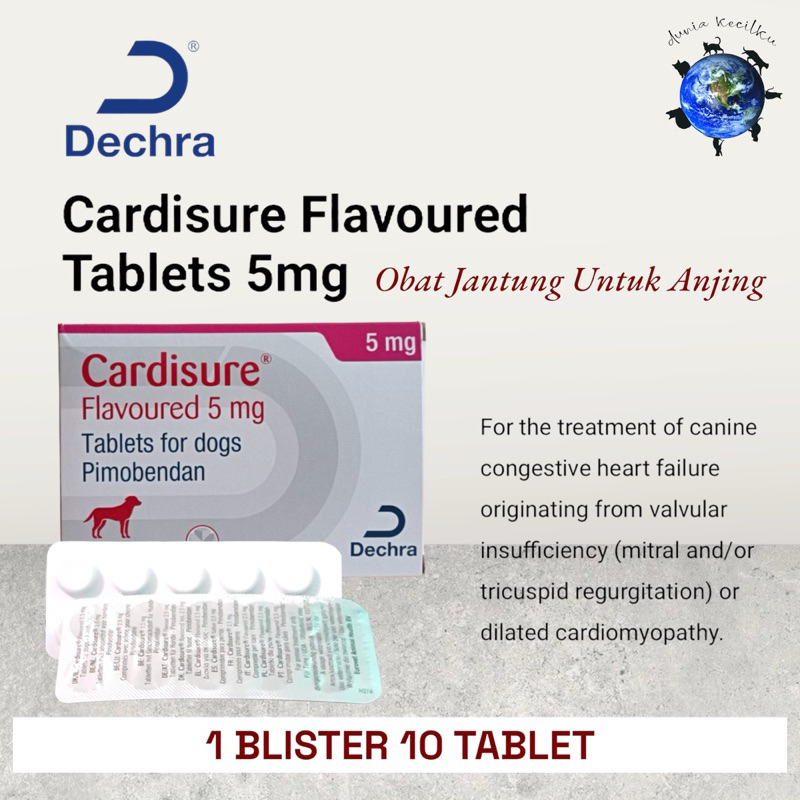 Cardisure Flavoured 5mg Pimobendan Dog Heart Medicine (1 BLISTER - 10 ...