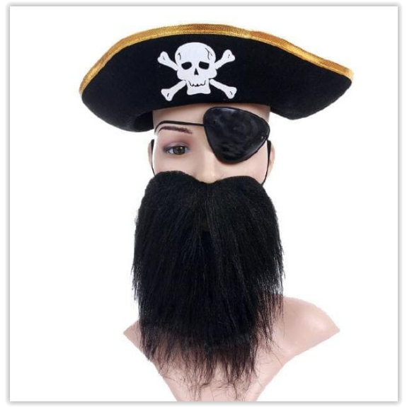 MATA Pirate Jack Sparrow's Beard Eye Patch Hat Set | Shopee Philippines