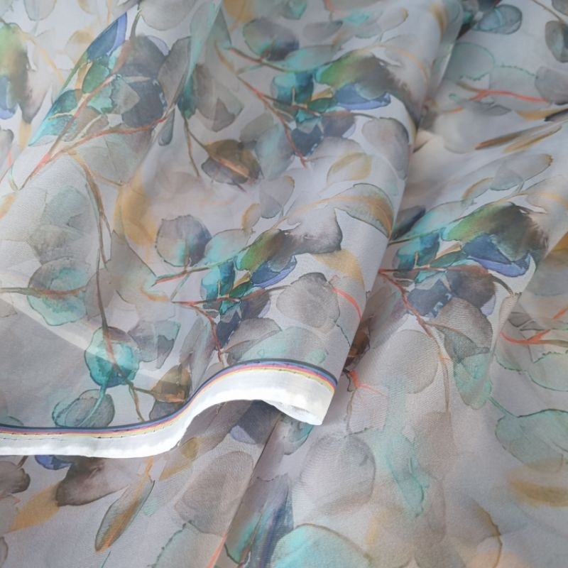 Motif Printed Organza Fabric | Patterned Organ Material | Shopee ...