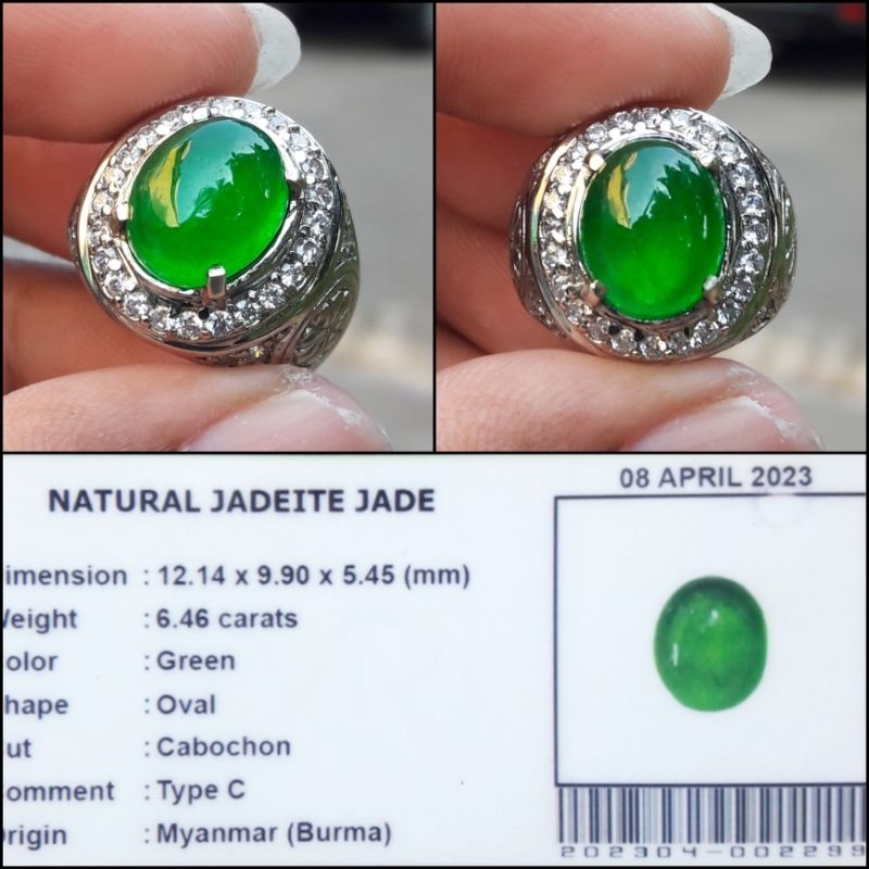 Burmese Natural Jade Ring Myanmar Jadeite Jade Original Id Card ...