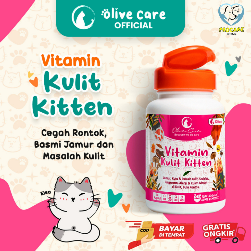 Olive Care Vitamin Cat KITTEN Skin Problem For Fur Loss, Fungus, Lice ...