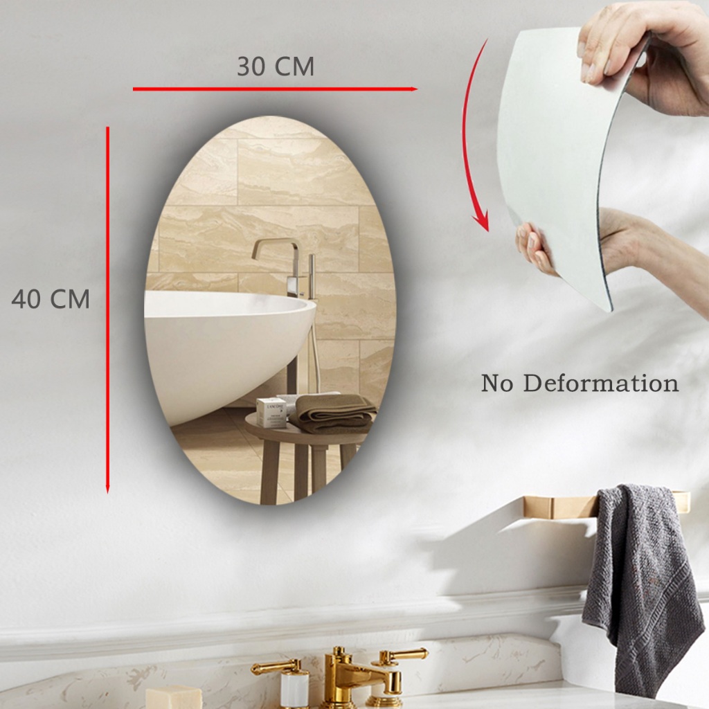 OVAL Mirror Sticker 40CM*30CM WALL Sticker Acrylic Glass Mirror Bed ...