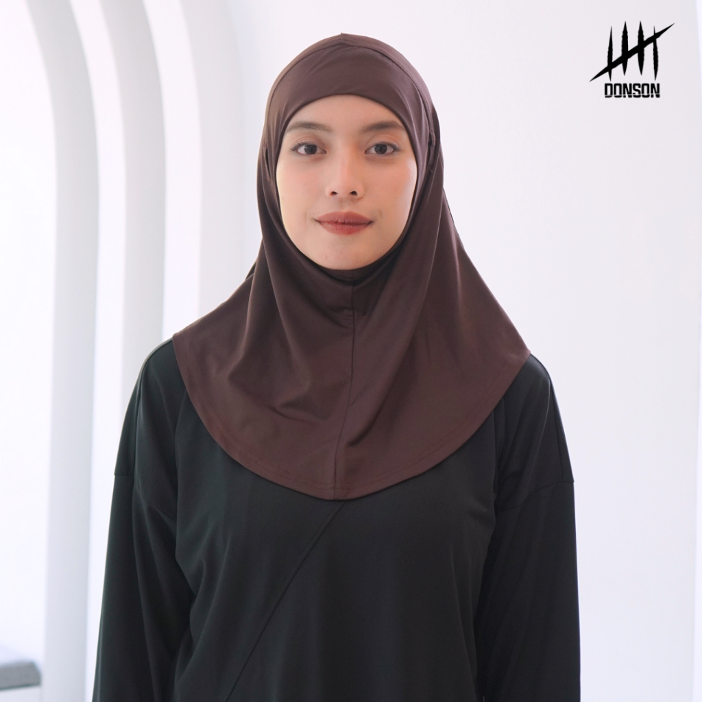 DONSON Hijab Sport Basic Short Sports, Fine Lycra Material, Brown Color ...