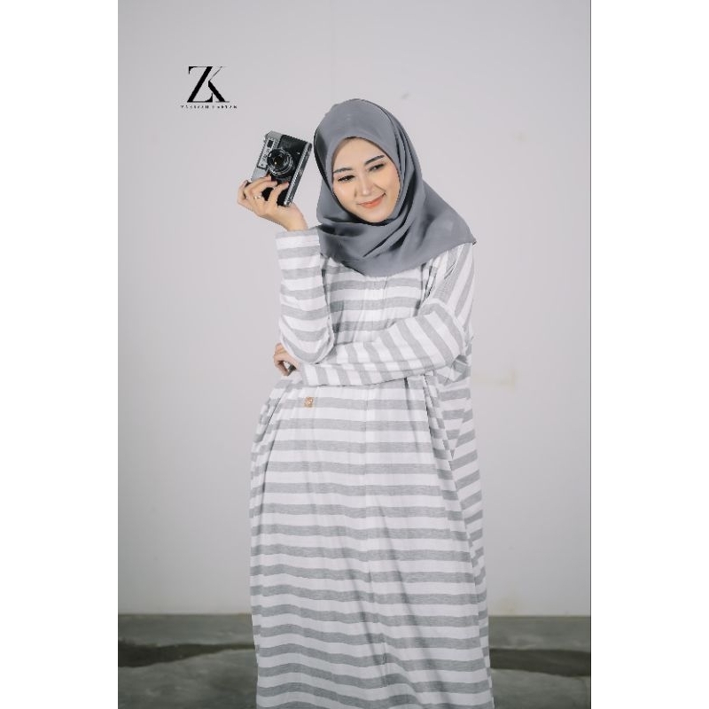 Gray striped Humaida caftan by ZK | Shopee Philippines