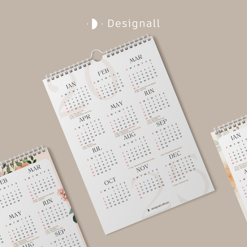 Designall 2025 Aesthetic Wall Calendar / Spiral Wall Calendar A3+ VB ...