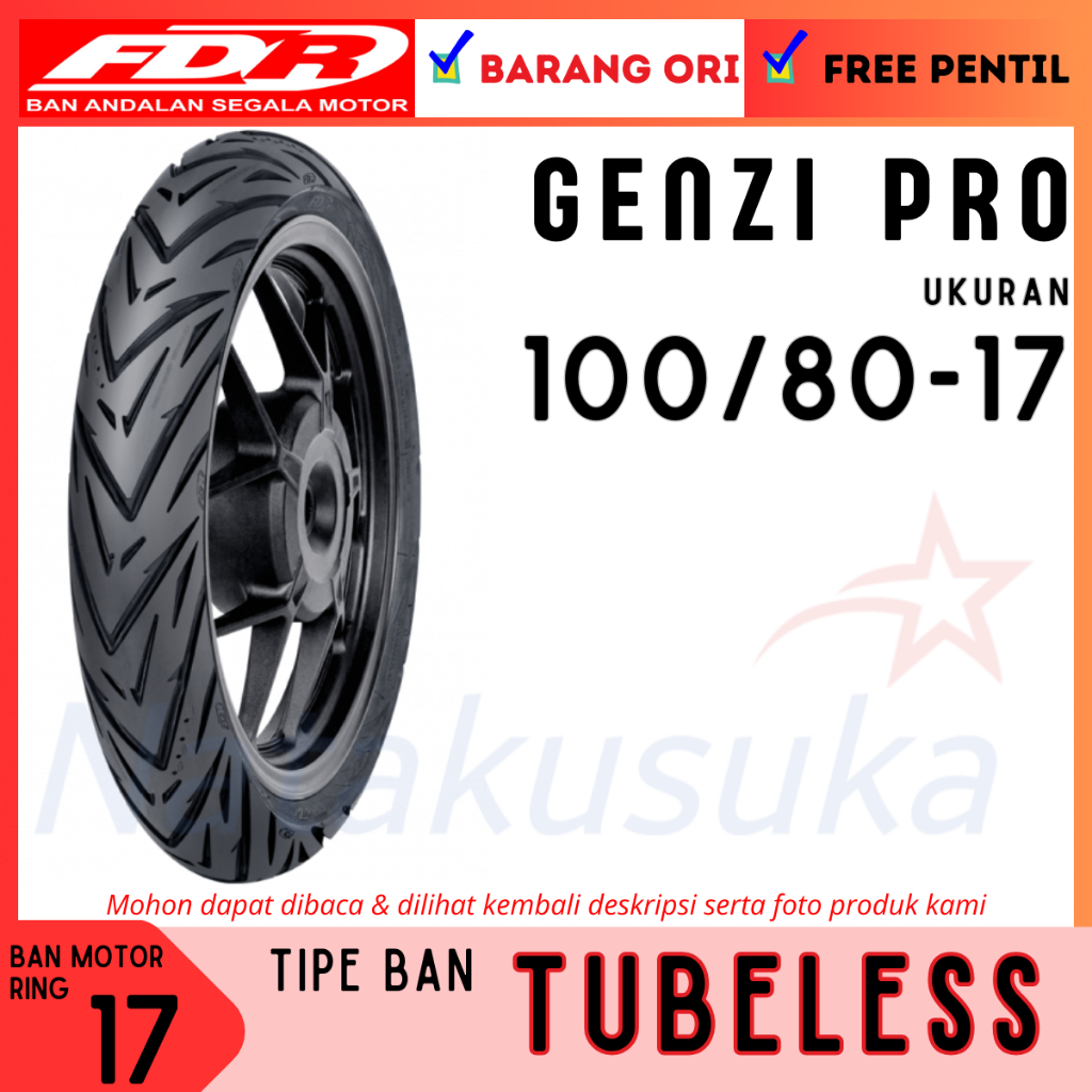 Fdr Genzi Pro 100/80 - 17 Tubeless (TL) | Shopee Philippines