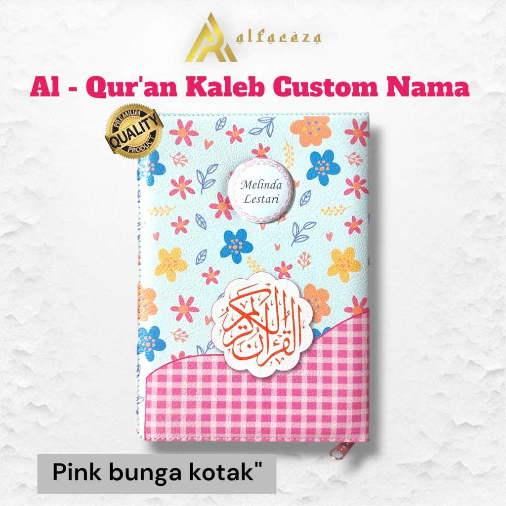 [Import] Pink Flower Box AlQuran Kaleb Zipper+Custom Name On The Pin