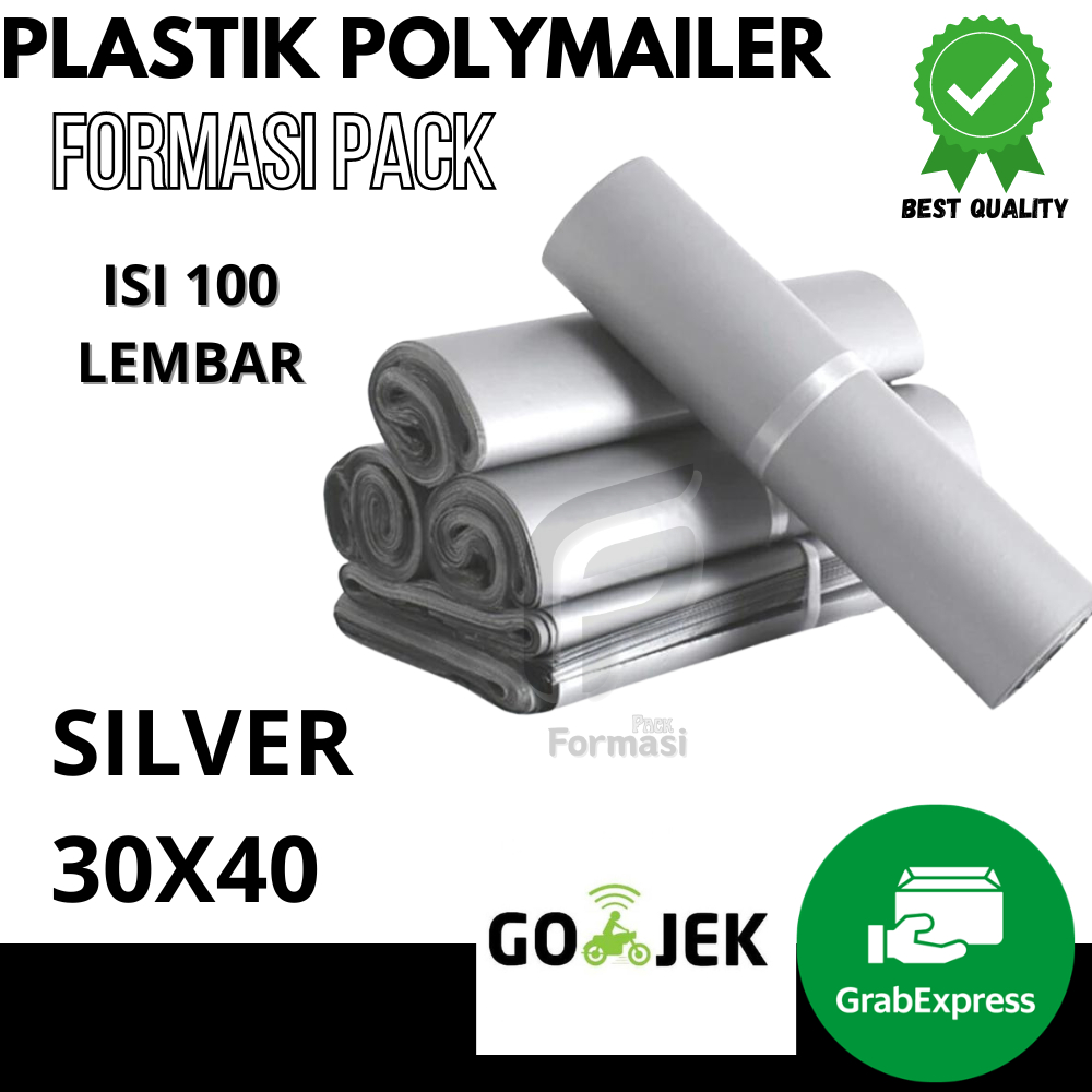 SILVER POLYMAILER PLASTIC 30x40 Silver packing bag contains 100 pcs ...