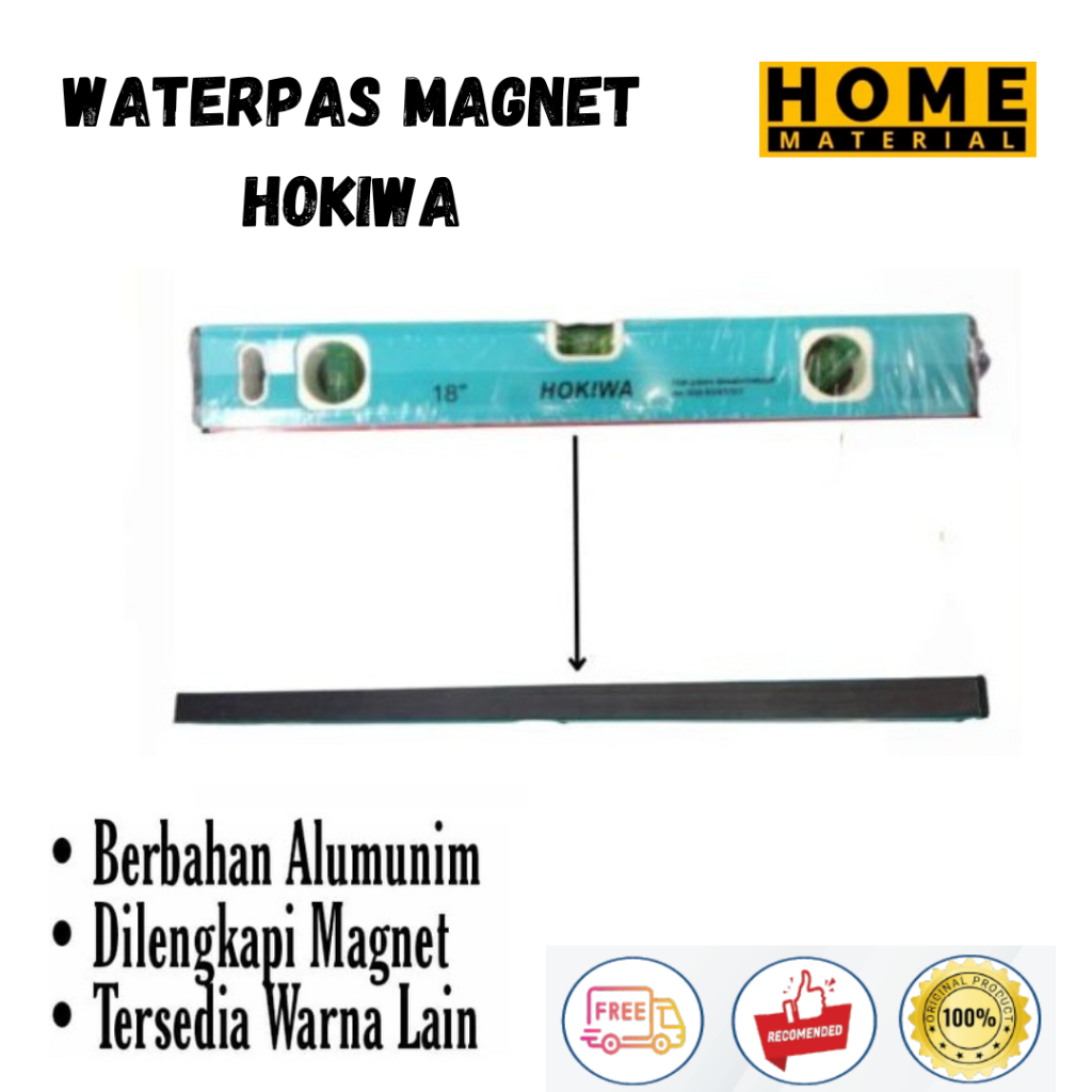 Hokiwa Magnetic Spirit Level 18 Inch Ruler Aluminum Spirit Level 3 ...