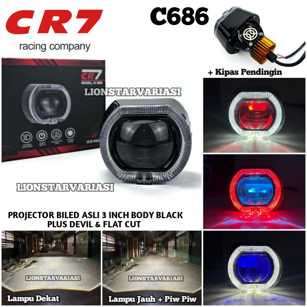 CR7 C686 - Original Biled Projector 3.5 Inch Body Black Plus Devil High ...