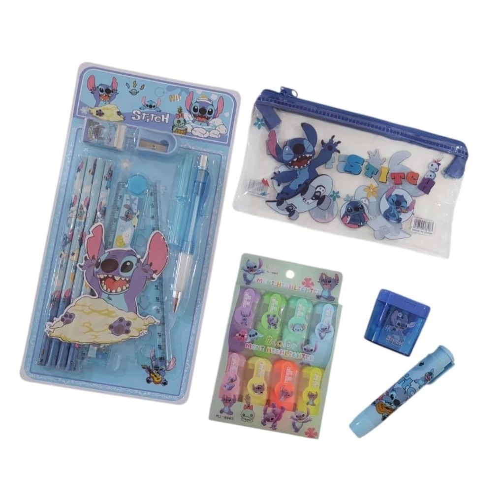 Set of School Tools Stitch skate lickitch Eraser Ruler pencil pouch etc ...