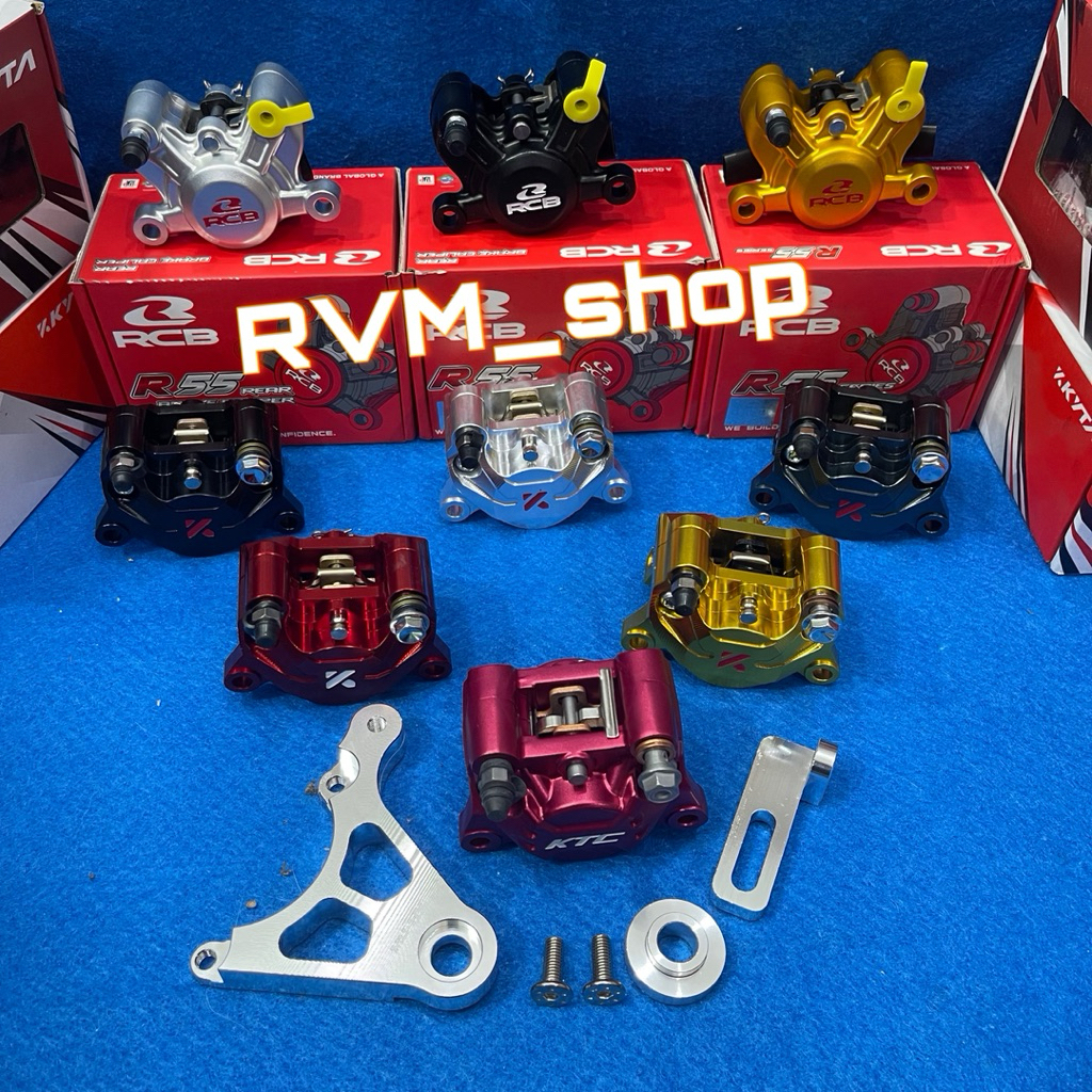RCB R55 2-PISTON AXIAL REAR CALIPER SET + 200MM CNC BRACKET VIXION NEW ...