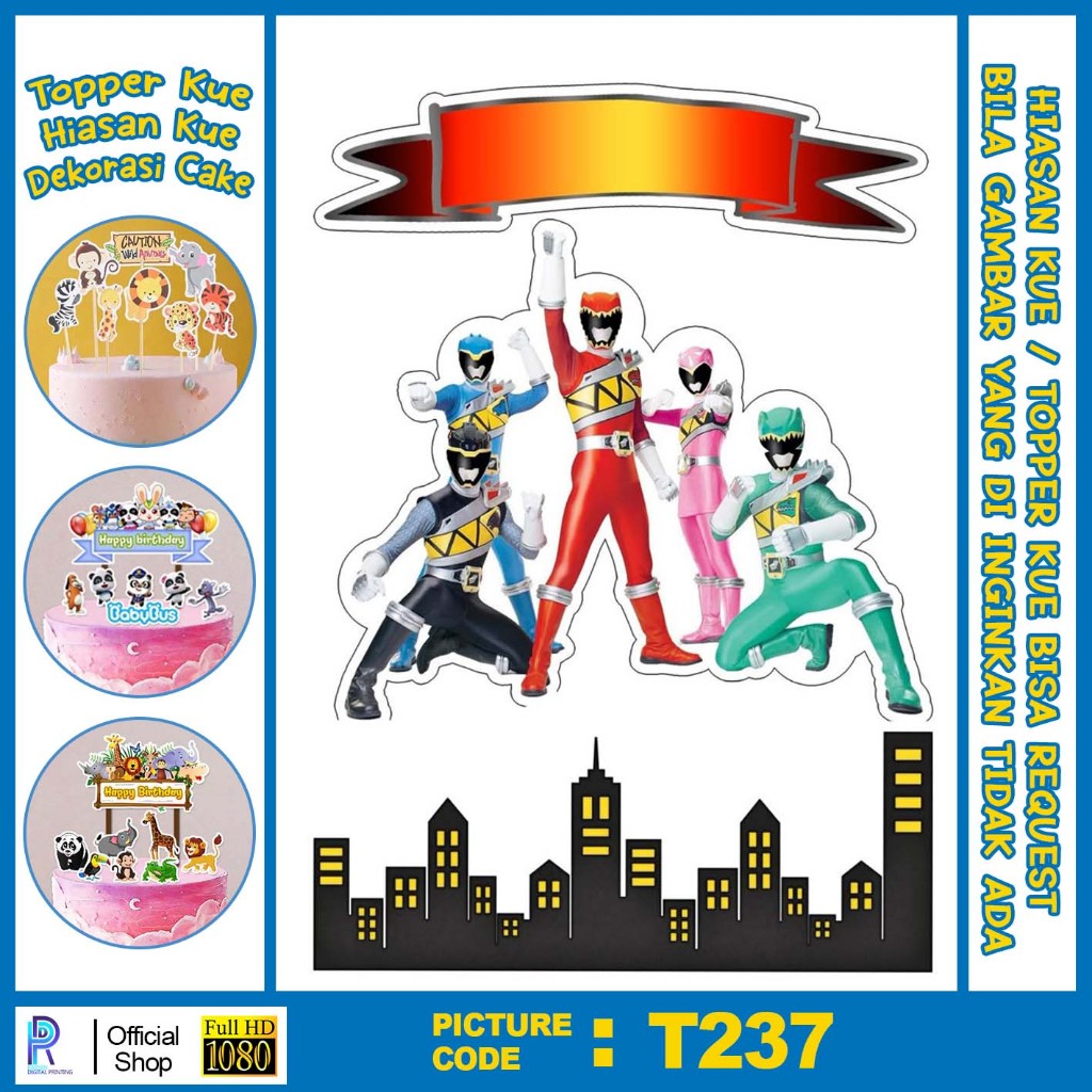 POWER RANGERS CAKE TOPER / POWER RANGERS CHARACTER CAKE TOPPER / HAPPY ...