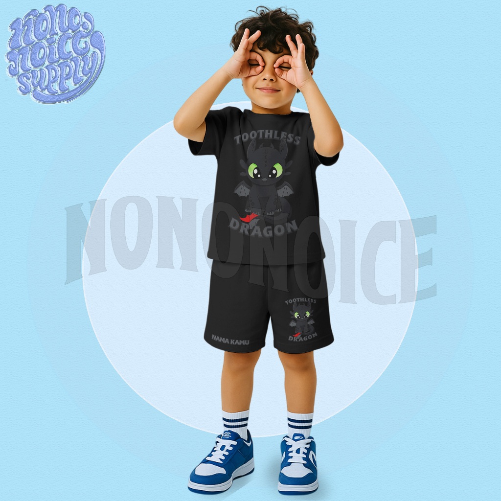 Toothless Dragon Kids T-Shirt Set with Free Name Toothless Dragon Kids ...