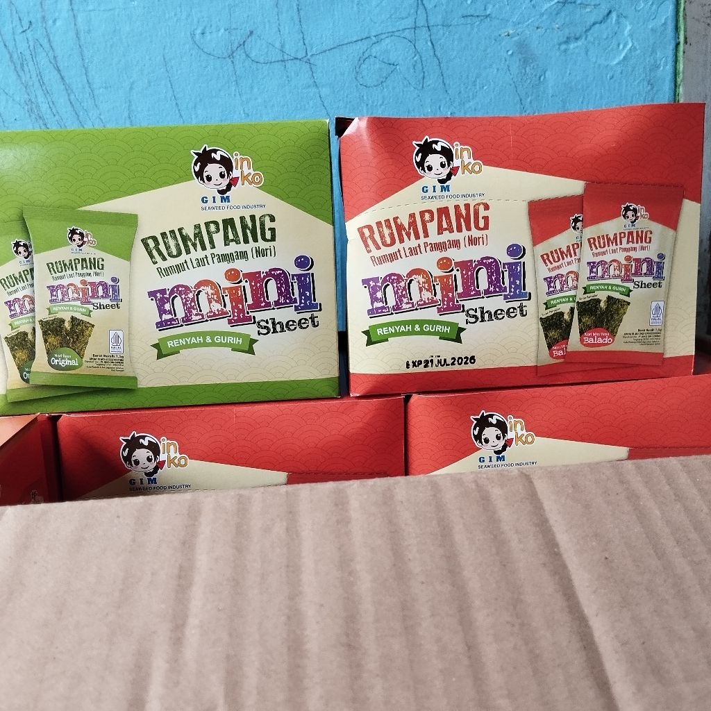INKO RUMPANG NORI SEAWEED MINI SHEET ORIGINAL & BALADO 1 BOX CONTAINS ...